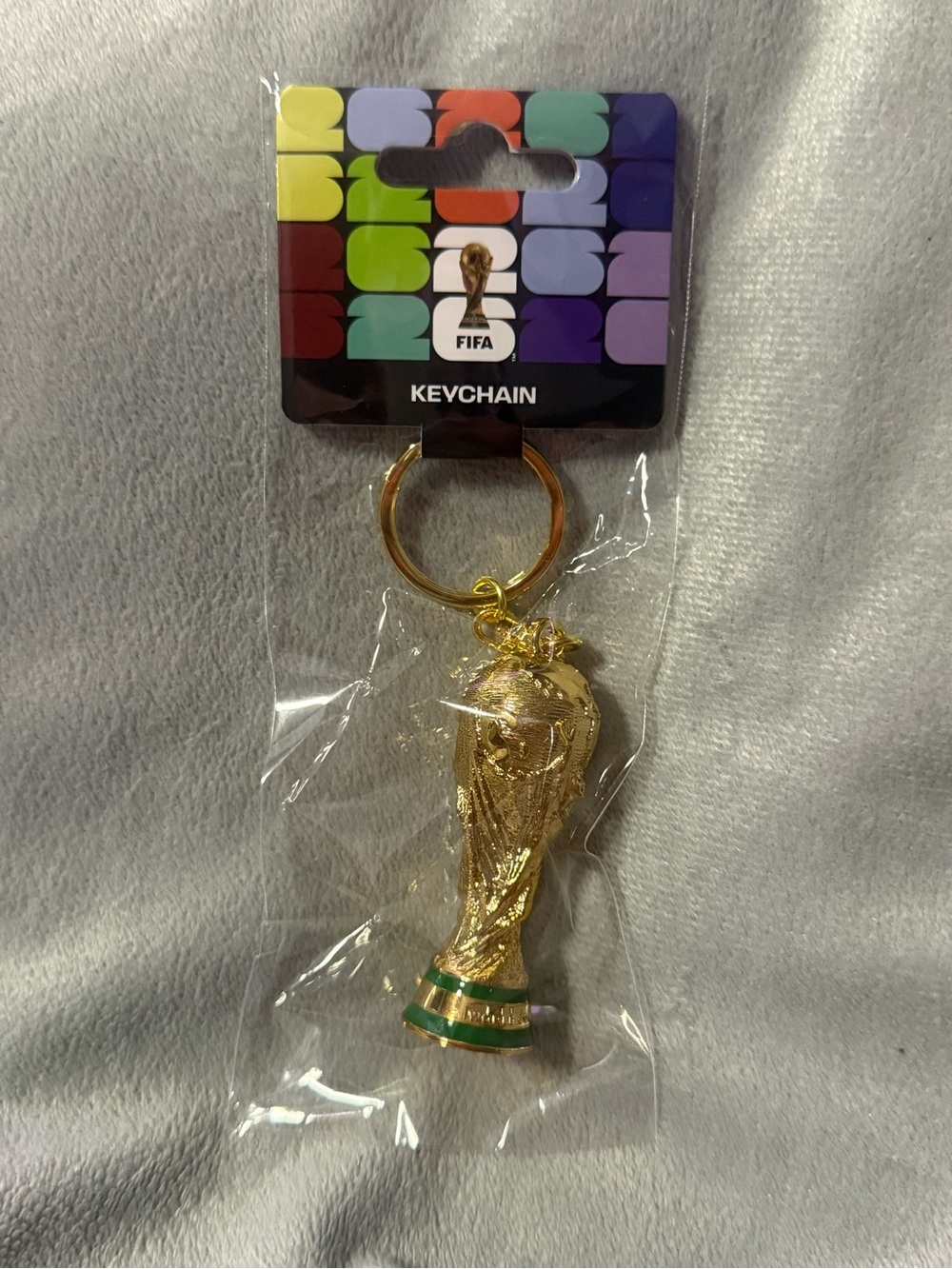 FIFA World Cup Trophy Keychain - Gold with Green Accents